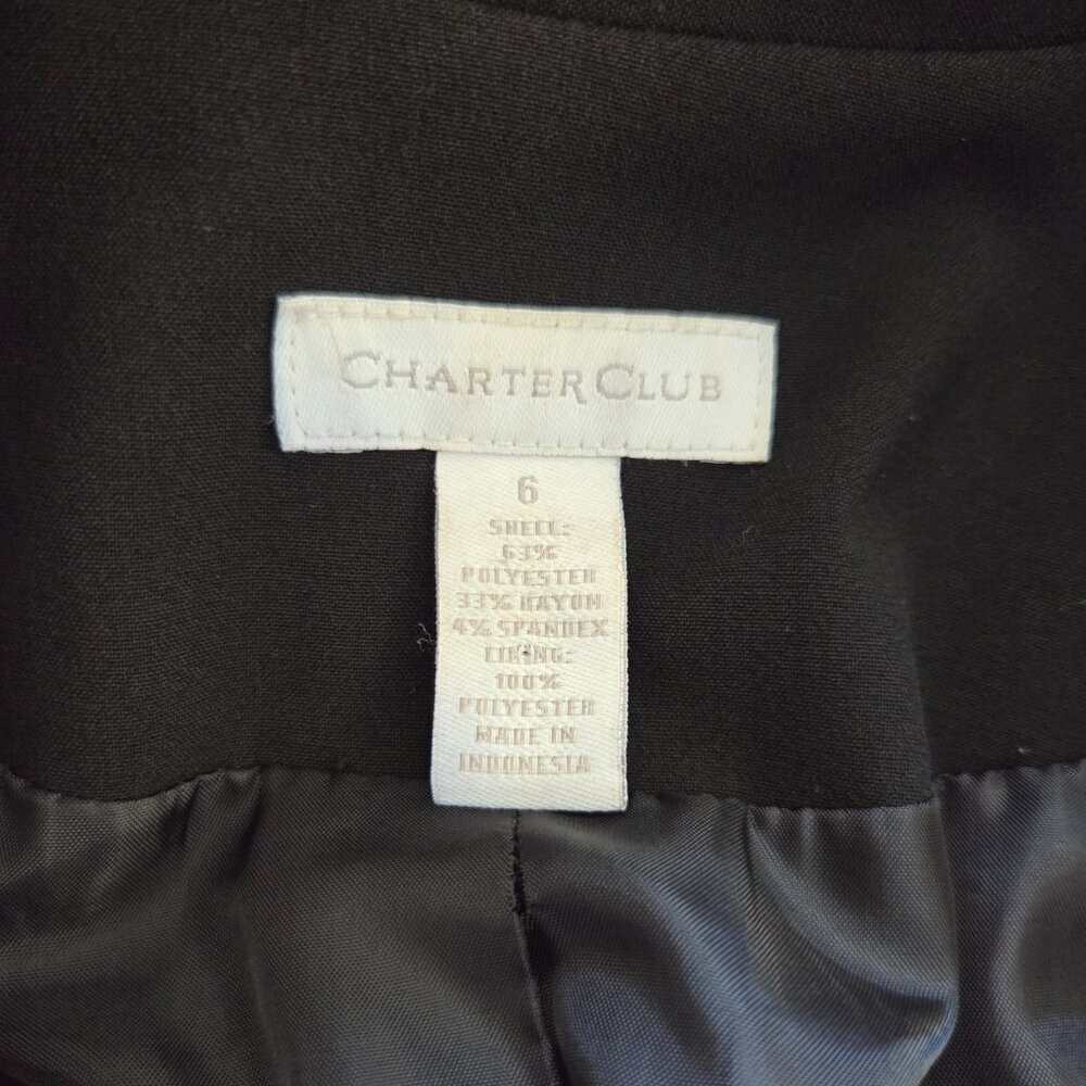 Charter Club Womens Black Blazer Size 6 Career Wear Business Classic Office - Picture 6 of 11